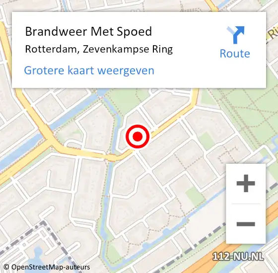 Locatie op kaart van de 112 melding: Brandweer Met Spoed Naar Rotterdam, Zevenkampse Ring op 18 maart 2024 17:52