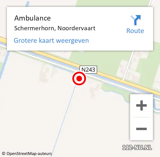 Locatie op kaart van de 112 melding: Ambulance Schermerhorn, Noordervaart op 18 maart 2024 18:20