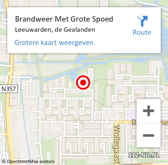 Locatie op kaart van de 112 melding: Brandweer Met Grote Spoed Naar Leeuwarden, de Gealanden op 18 maart 2024 18:29