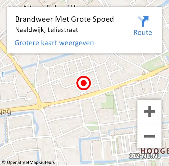 Locatie op kaart van de 112 melding: Brandweer Met Grote Spoed Naar Naaldwijk, Leliestraat op 18 maart 2024 18:34