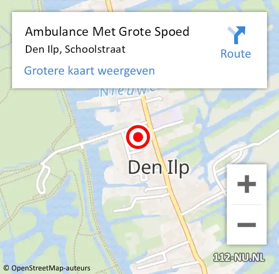 Locatie op kaart van de 112 melding: Ambulance Met Grote Spoed Naar Den Ilp, Schoolstraat op 18 maart 2024 18:53