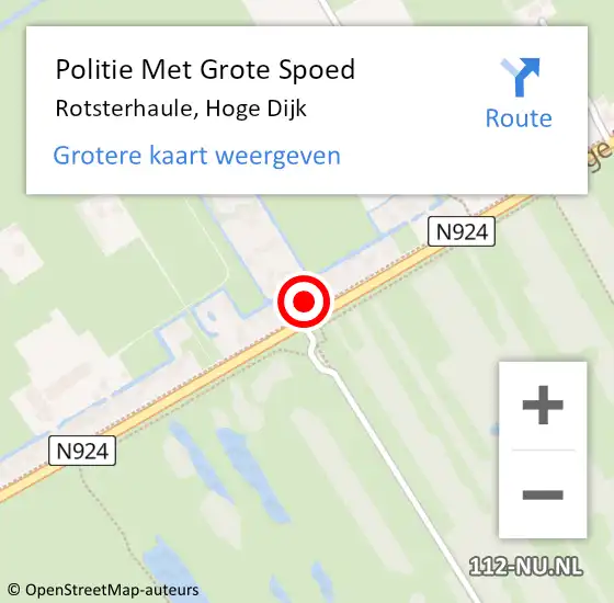 Locatie op kaart van de 112 melding: Politie Met Grote Spoed Naar Rotsterhaule, Hoge Dijk op 18 maart 2024 19:01