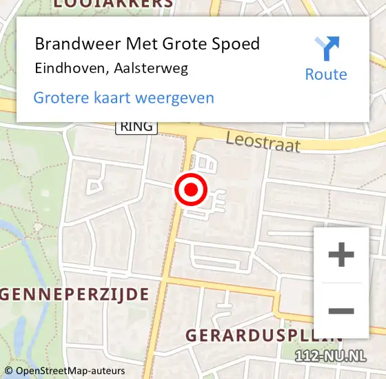 Locatie op kaart van de 112 melding: Brandweer Met Grote Spoed Naar Eindhoven, Aalsterweg op 18 maart 2024 19:36