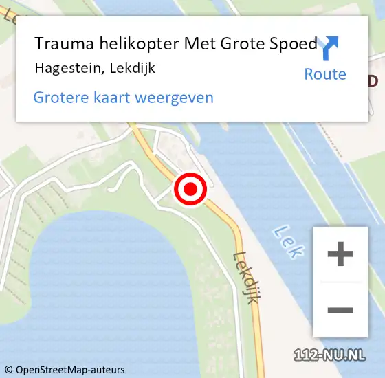 Locatie op kaart van de 112 melding: Trauma helikopter Met Grote Spoed Naar Hagestein, Lekdijk op 18 maart 2024 19:41