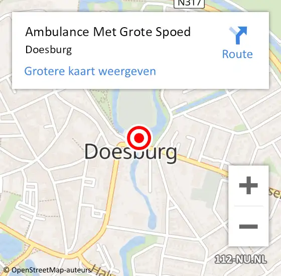 Locatie op kaart van de 112 melding: Ambulance Met Grote Spoed Naar Doesburg op 18 maart 2024 19:45
