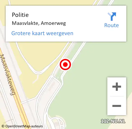 Locatie op kaart van de 112 melding: Politie Maasvlakte, Amoerweg op 18 maart 2024 20:13