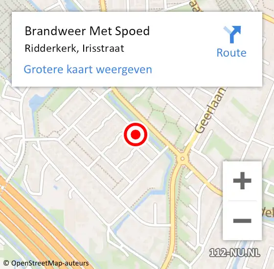 Locatie op kaart van de 112 melding: Brandweer Met Spoed Naar Ridderkerk, Irisstraat op 18 maart 2024 20:15