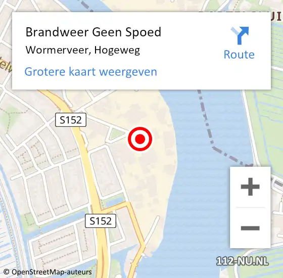 Locatie op kaart van de 112 melding: Brandweer Geen Spoed Naar Wormerveer, Hogeweg op 18 maart 2024 20:16