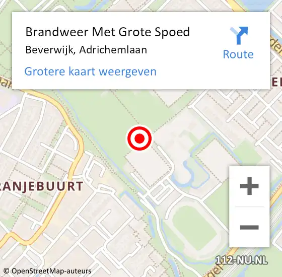 Locatie op kaart van de 112 melding: Brandweer Met Grote Spoed Naar Beverwijk, Adrichemlaan op 18 maart 2024 20:21