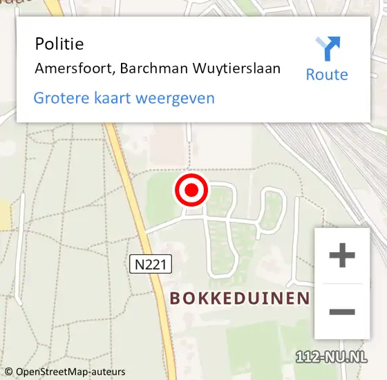 Locatie op kaart van de 112 melding: Politie Amersfoort, Barchman Wuytierslaan op 18 maart 2024 20:21