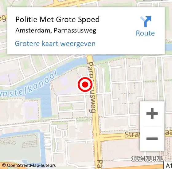 Locatie op kaart van de 112 melding: Politie Met Grote Spoed Naar Amsterdam, Parnassusweg op 18 maart 2024 21:14