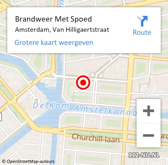 Locatie op kaart van de 112 melding: Brandweer Met Spoed Naar Amsterdam, Van Hilligaertstraat op 18 maart 2024 21:15