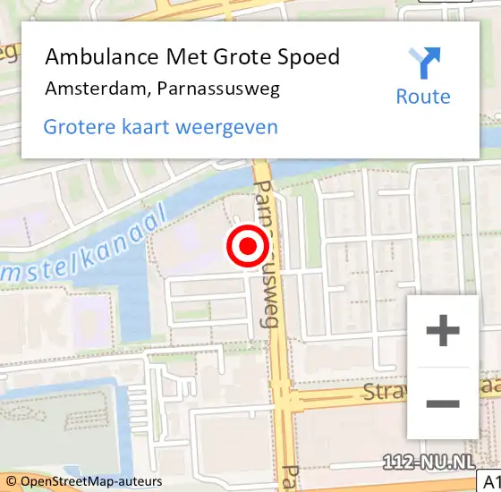 Locatie op kaart van de 112 melding: Ambulance Met Grote Spoed Naar Amsterdam, Parnassusweg op 18 maart 2024 21:26