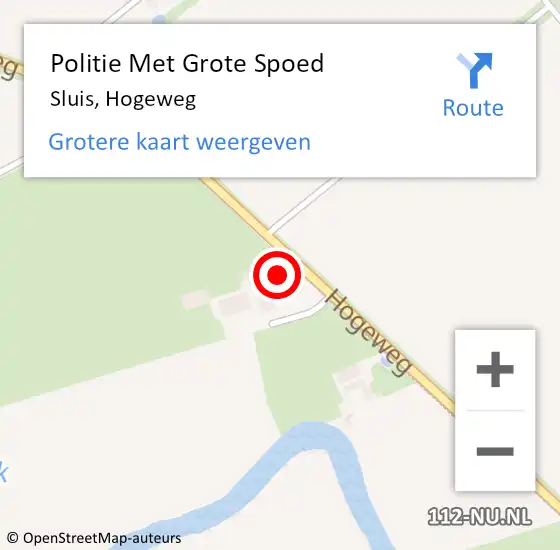 Locatie op kaart van de 112 melding: Politie Met Grote Spoed Naar Sluis, Hogeweg op 18 maart 2024 21:27