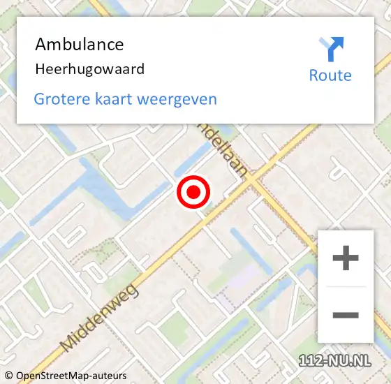 Locatie op kaart van de 112 melding: Ambulance Heerhugowaard op 18 maart 2024 22:07