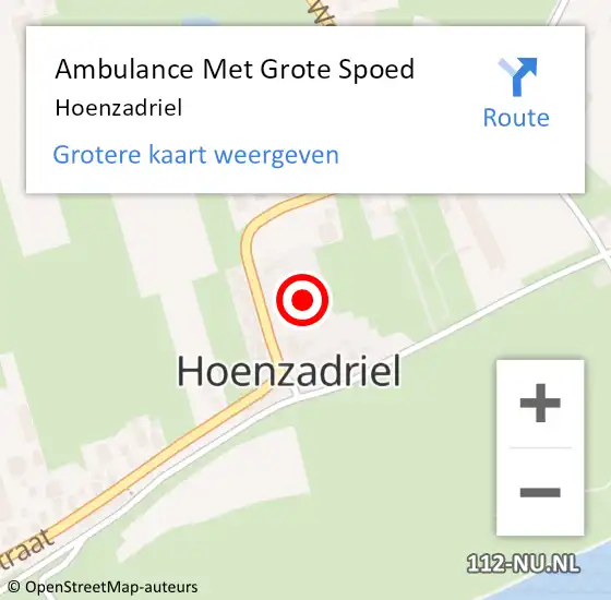 Locatie op kaart van de 112 melding: Ambulance Met Grote Spoed Naar Hoenzadriel op 18 maart 2024 22:18