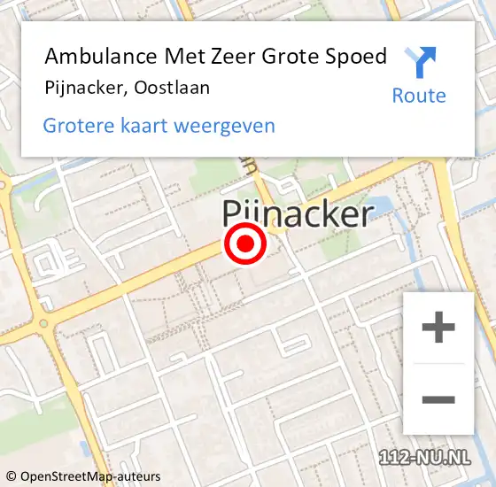 Locatie op kaart van de 112 melding: Ambulance Met Zeer Grote Spoed Naar Pijnacker, Oostlaan op 18 maart 2024 22:45