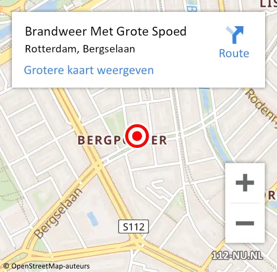 Locatie op kaart van de 112 melding: Brandweer Met Grote Spoed Naar Rotterdam, Bergselaan op 18 maart 2024 23:15