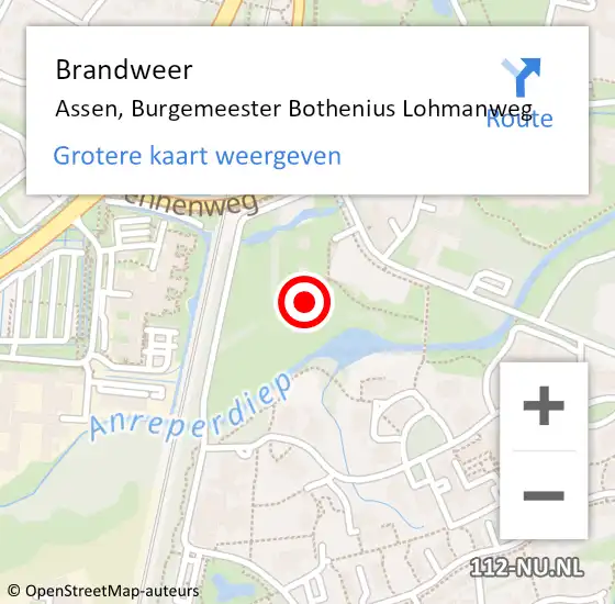 Locatie op kaart van de 112 melding: Brandweer Assen, Burgemeester Bothenius Lohmanweg op 18 maart 2024 23:16
