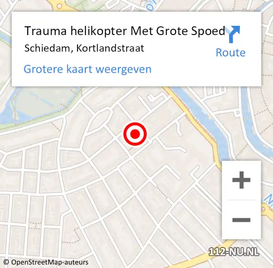 Locatie op kaart van de 112 melding: Trauma helikopter Met Grote Spoed Naar Schiedam, Kortlandstraat op 18 maart 2024 23:47