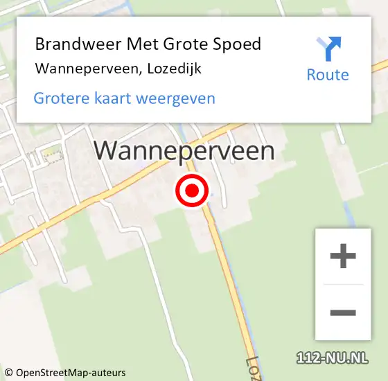 Locatie op kaart van de 112 melding: Brandweer Met Grote Spoed Naar Wanneperveen, Lozedijk op 18 maart 2024 23:57