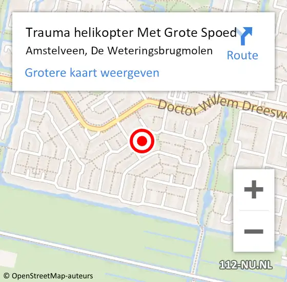 Locatie op kaart van de 112 melding: Trauma helikopter Met Grote Spoed Naar Amstelveen, De Weteringsbrugmolen op 19 maart 2024 00:00