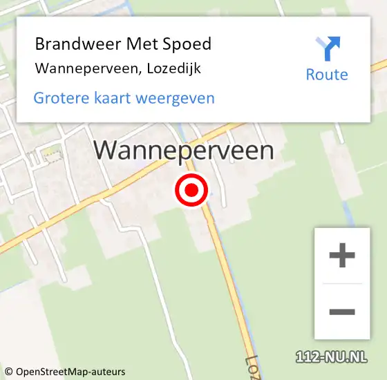 Locatie op kaart van de 112 melding: Brandweer Met Spoed Naar Wanneperveen, Lozedijk op 19 maart 2024 00:24