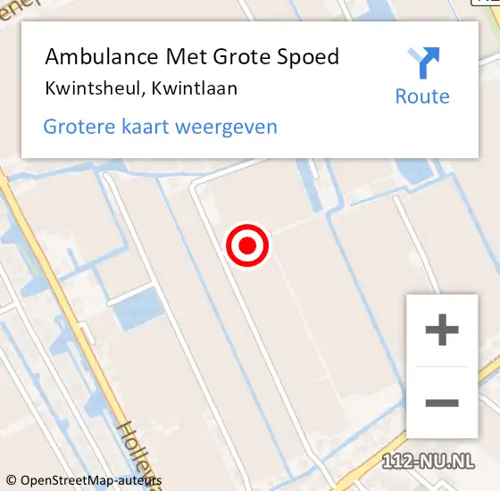 Locatie op kaart van de 112 melding: Ambulance Met Grote Spoed Naar Kwintsheul, Kwintlaan op 19 maart 2024 01:08