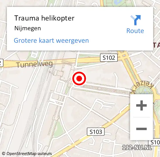Locatie op kaart van de 112 melding: Trauma helikopter Nijmegen op 19 maart 2024 02:19