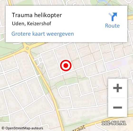 Locatie op kaart van de 112 melding: Trauma helikopter Uden, Keizershof op 19 maart 2024 04:47