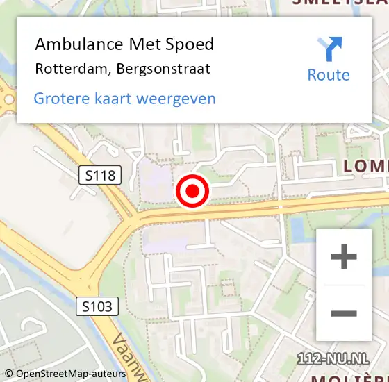 Locatie op kaart van de 112 melding: Ambulance Met Spoed Naar Rotterdam, Bergsonstraat op 19 maart 2024 06:06