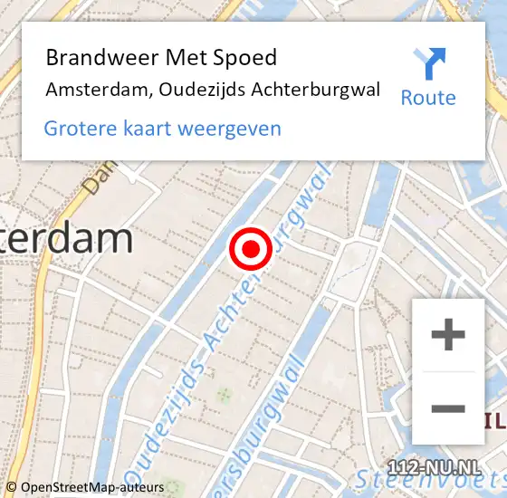 Locatie op kaart van de 112 melding: Brandweer Met Spoed Naar Amsterdam, Oudezijds Achterburgwal op 19 maart 2024 06:10