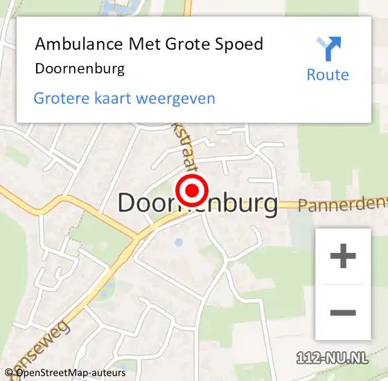 Locatie op kaart van de 112 melding: Ambulance Met Grote Spoed Naar Doornenburg op 19 maart 2024 06:51