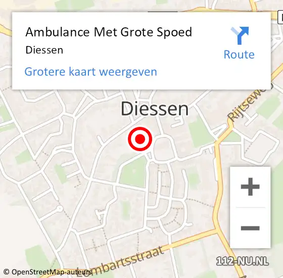 Locatie op kaart van de 112 melding: Ambulance Met Grote Spoed Naar Diessen op 19 maart 2024 06:57