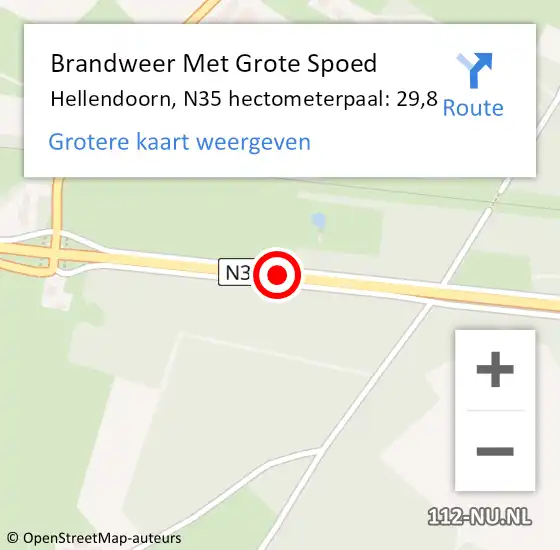Locatie op kaart van de 112 melding: Brandweer Met Grote Spoed Naar Hellendoorn, N35 hectometerpaal: 29,8 op 19 maart 2024 07:19