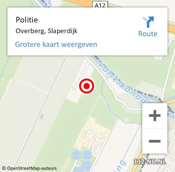 Locatie op kaart van de 112 melding: Politie Overberg, Slaperdijk op 19 maart 2024 07:45