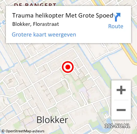 Locatie op kaart van de 112 melding: Trauma helikopter Met Grote Spoed Naar Blokker, Florastraat op 19 maart 2024 08:03