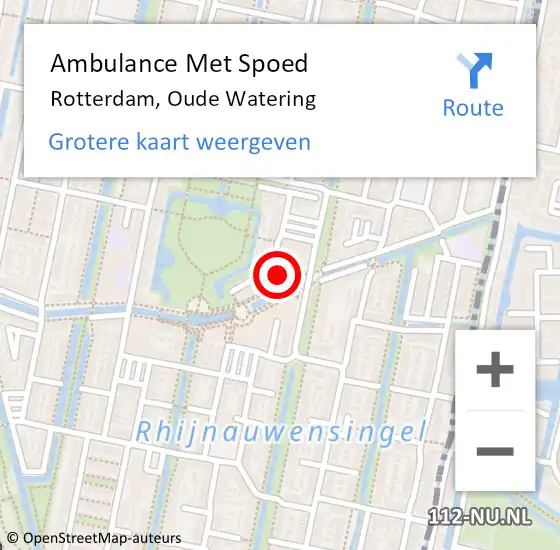 Locatie op kaart van de 112 melding: Ambulance Met Spoed Naar Rotterdam, Oude Watering op 19 maart 2024 08:26