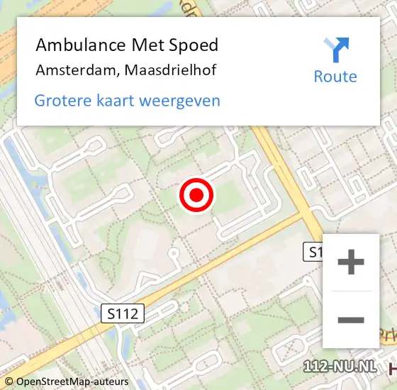 Locatie op kaart van de 112 melding: Ambulance Met Spoed Naar Amsterdam, Maasdrielhof op 19 maart 2024 08:34