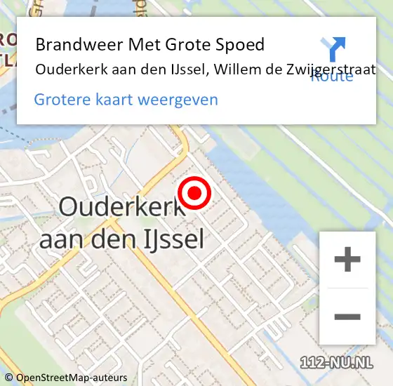 Locatie op kaart van de 112 melding: Brandweer Met Grote Spoed Naar Ouderkerk aan den IJssel, Willem de Zwijgerstraat op 19 maart 2024 08:39