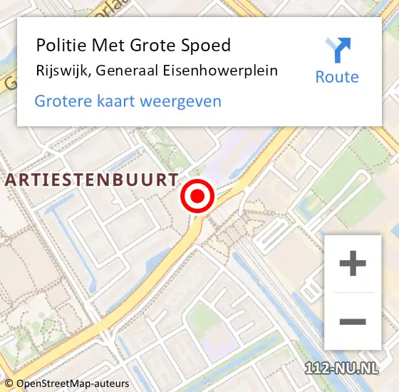 Locatie op kaart van de 112 melding: Politie Met Grote Spoed Naar Rijswijk, Generaal Eisenhowerplein op 19 maart 2024 08:44
