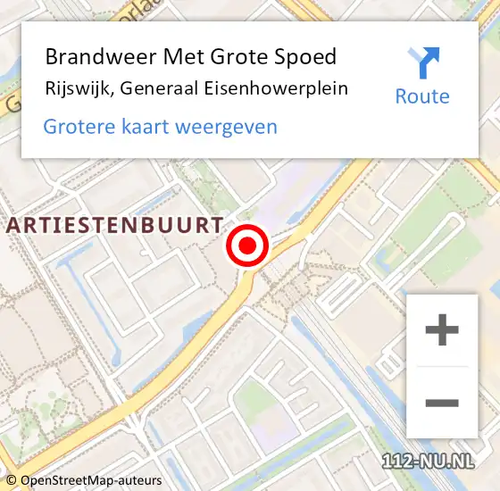 Locatie op kaart van de 112 melding: Brandweer Met Grote Spoed Naar Rijswijk, Generaal Eisenhowerplein op 19 maart 2024 08:44