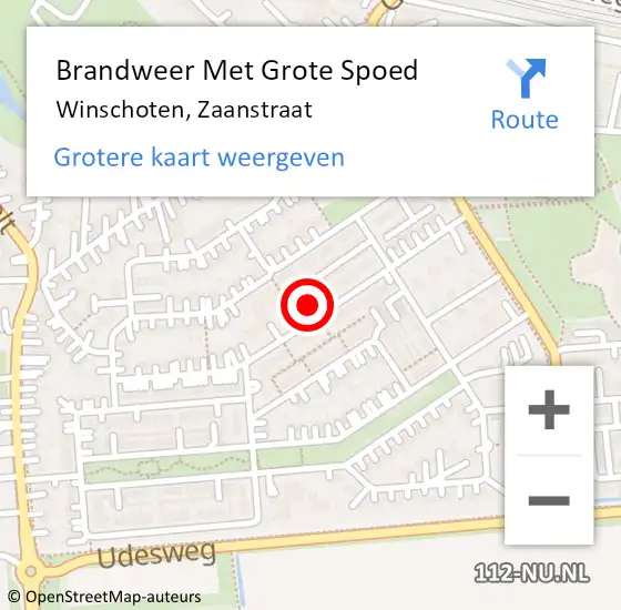 Locatie op kaart van de 112 melding: Brandweer Met Grote Spoed Naar Winschoten, Zaanstraat op 19 maart 2024 08:54