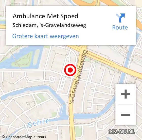 Locatie op kaart van de 112 melding: Ambulance Met Spoed Naar Schiedam, 's-Gravelandseweg op 19 maart 2024 09:18