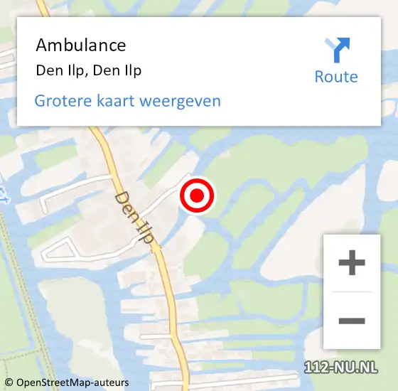Locatie op kaart van de 112 melding: Ambulance Den Ilp, Den Ilp op 19 maart 2024 09:26