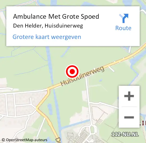 Locatie op kaart van de 112 melding: Ambulance Met Grote Spoed Naar Den Helder, Huisduinerweg op 19 maart 2024 09:28