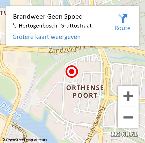 Locatie op kaart van de 112 melding: Brandweer Geen Spoed Naar 's-Hertogenbosch, Gruttostraat op 19 maart 2024 10:03