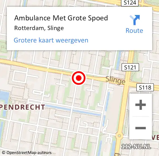 Locatie op kaart van de 112 melding: Ambulance Met Grote Spoed Naar Rotterdam, Slinge op 19 maart 2024 10:27