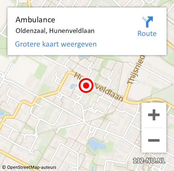 Locatie op kaart van de 112 melding: Ambulance Oldenzaal, Hunenveldlaan op 19 maart 2024 10:41