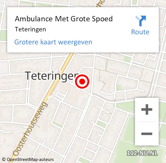 Locatie op kaart van de 112 melding: Ambulance Met Grote Spoed Naar Teteringen op 19 maart 2024 10:42